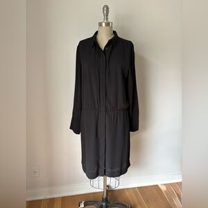 Banana Republic Long Sleeve Black Collared Shirt Dress 12